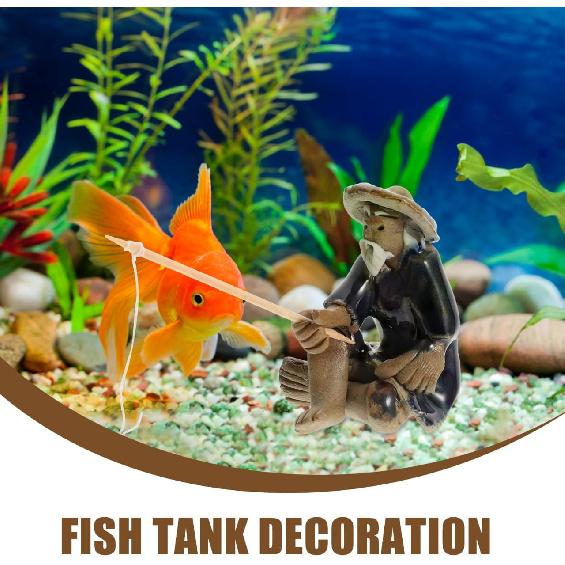 

Balacoo 2 шт. Мини сидячие фигурки рыбаков, Керамические фигурки рыбаков для декора аквариума, Японский декор для аквариума для сада, дома, бассейна, горшка