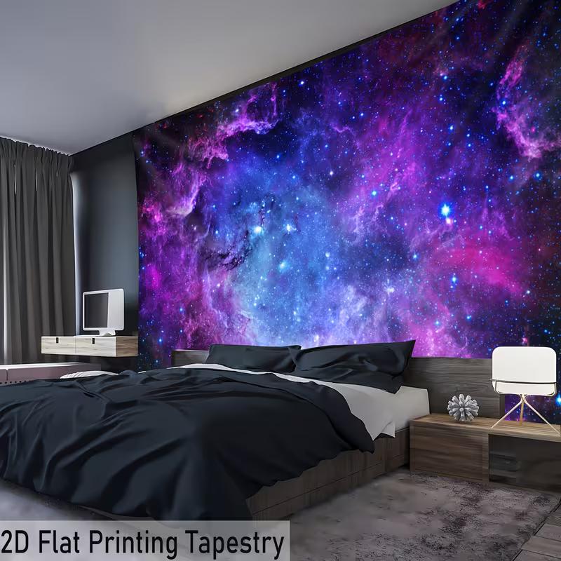 2D Vibrant Galaxy Starry Sky Tapestry 2D Print Wall Backdrop for Aesthetic Room