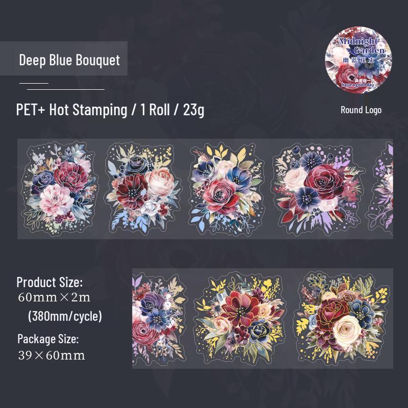 Midnight Garden Plant-Themed Journal Stickers: Beautiful Day Tape - 6 Reusable Styles