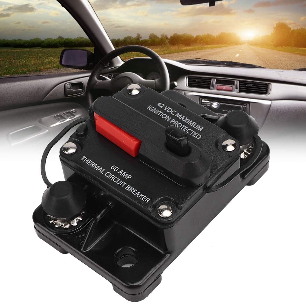Qii Lu 30A/40A/60A Car Stereo Audio Resettable Inline Circuit Breaker Self Healing Fuse Metal (60A)