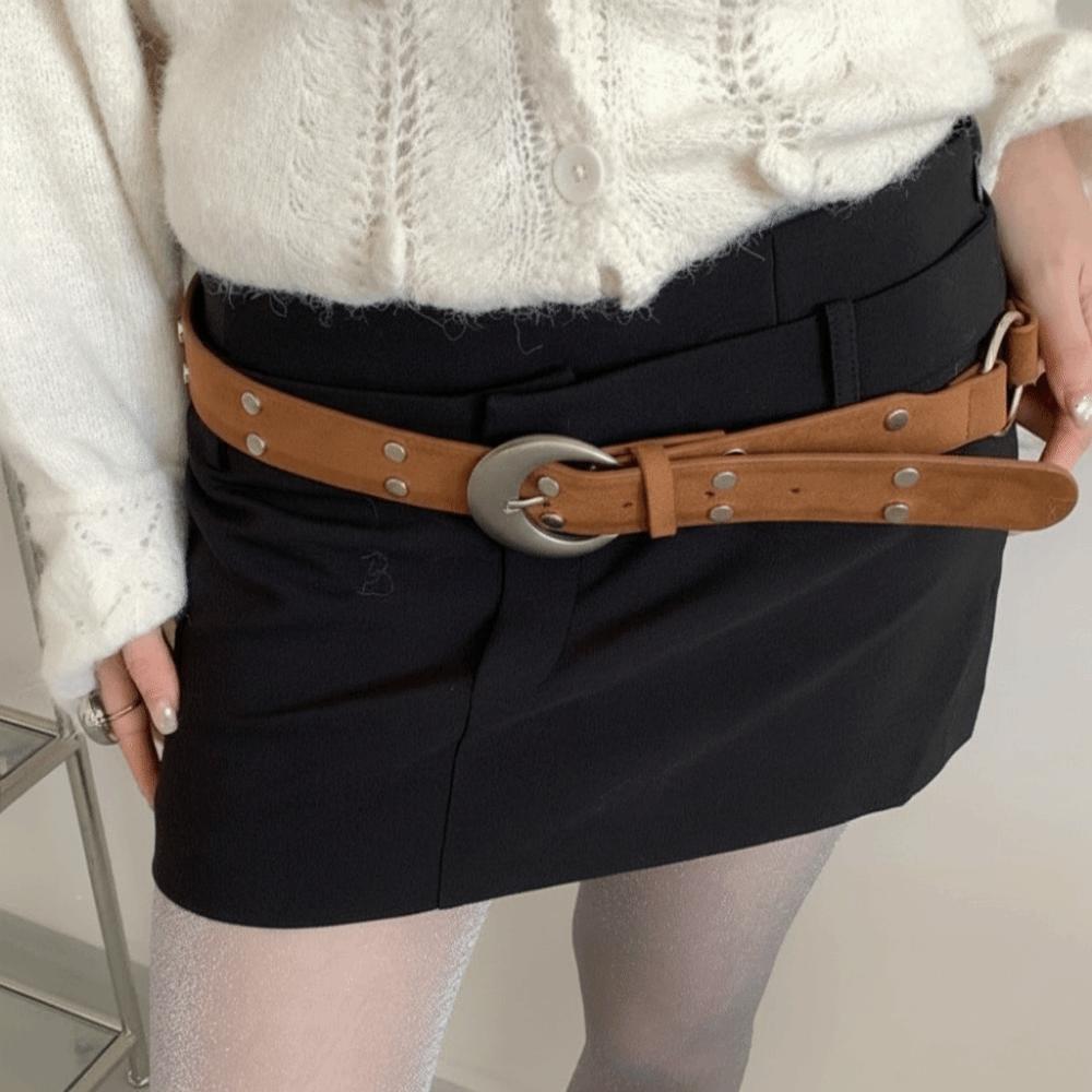 Metal Western Style Cowboy Belt Suede Ethnic Style Waistband Personality Rivet Belts  Women верблюд