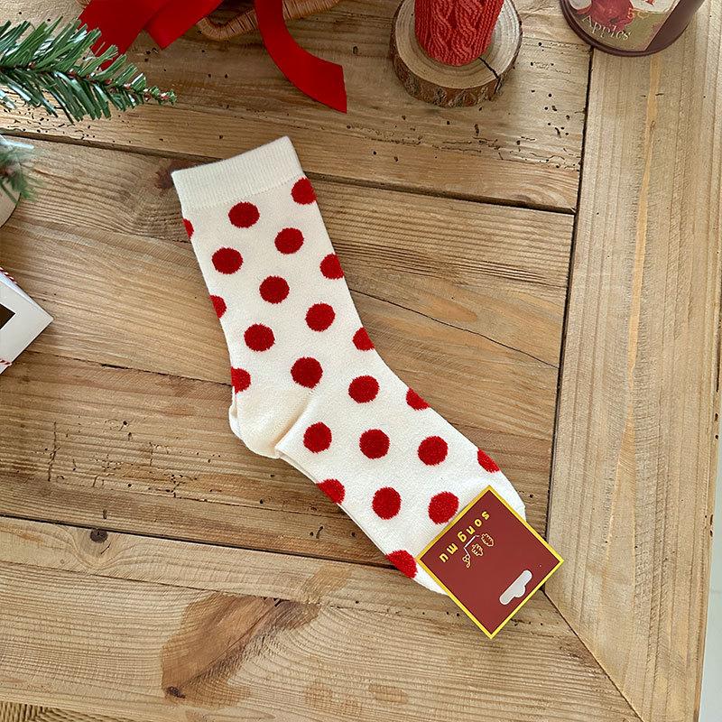 New Year'S Red Apple An Happy Rabbit Velvet Socks New Year'S Red Series Casual Versatile Stack Socks