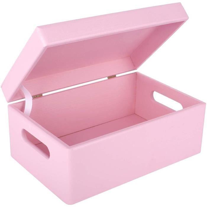 Boîte de Rangement en Bois à Décorer Rose - Creative Deco - 30 x 20 x 14 cm - Naturel - Boîte Caisse Malle Outil