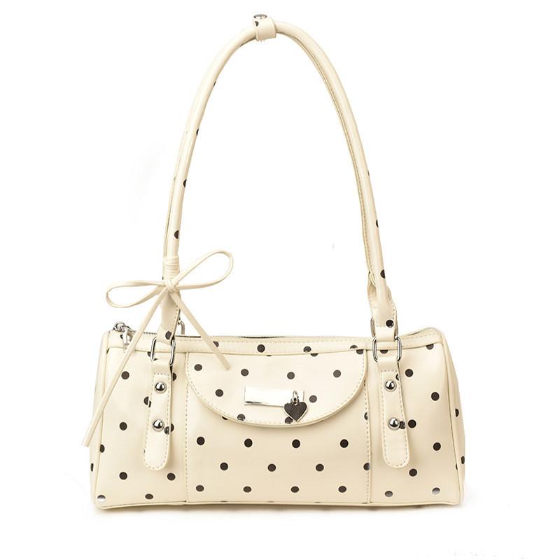 Pu Polka Dot Shoulder Bag For Women With Inner Pockets And Zipper Closure For Daily Use