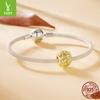 S925 Sterling Silver Plated 14K Gold Leaf Beaded Accessories Romantic Autumn Leaf Inlaid Zircon Beads Loose Beads