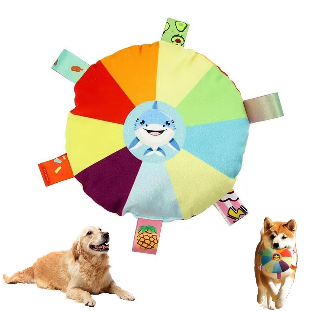 Funny Rainbow Plush Flying Saucer Dog Toys Outdoor Interactive Training Games Chew Toy Pets Flying Discs Toys Dog Accessories