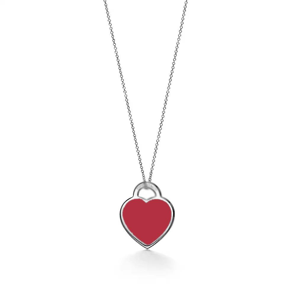 Heart-Shaped Enamel Cross Chain Necklace with Peach Heart Beads for Women - Fashionable Classic Style