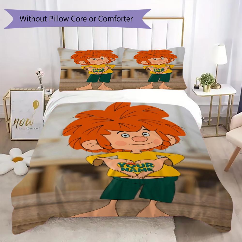 Pościel z imieniem Meister Eder Und Sein Pumuckl, Zestaw kołdry Poszewka na kołdrę Poszewka na poduszkę Domowy prezent urodzinowy(1 * poszwa na kołdrę + 2 * poszewki na poduszki, bez rdzenia)_