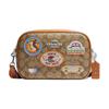Jamie 24 Prata Letra Logo Logo Moda Adesivo Clássico Jacquard Couro Bolsa para Câmera Bolsa de Ombro Bolsa Transversal Média Feminina Marrom