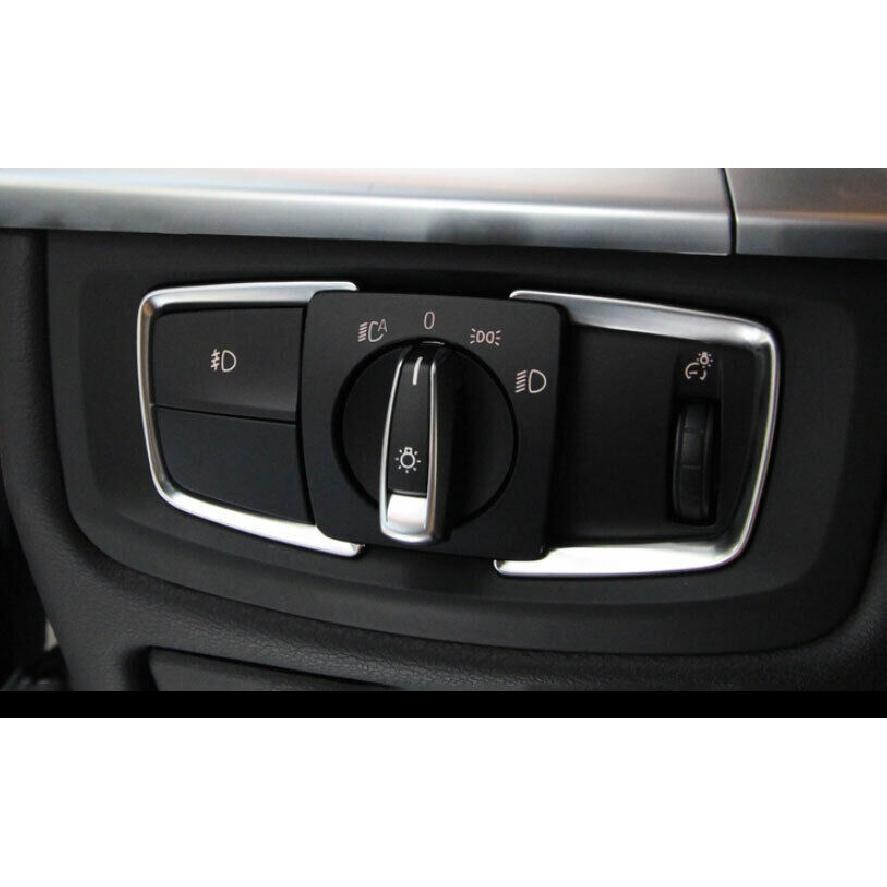 Fit For BMW X5 X6 F15 F16 2014-2018 ABS Silver Headlight Button Frame Cover Trim