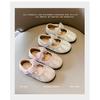 Girls' Crystal Princess Shoes2026Spring and summer new children's pearl and rhinestone bow performance shallow leather shoes