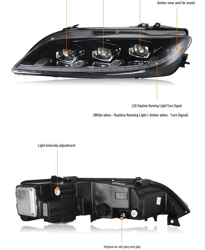 Mazda 6 LED Headlight Assembly: 2003-2015 with Sequential Turn Signals and DRL