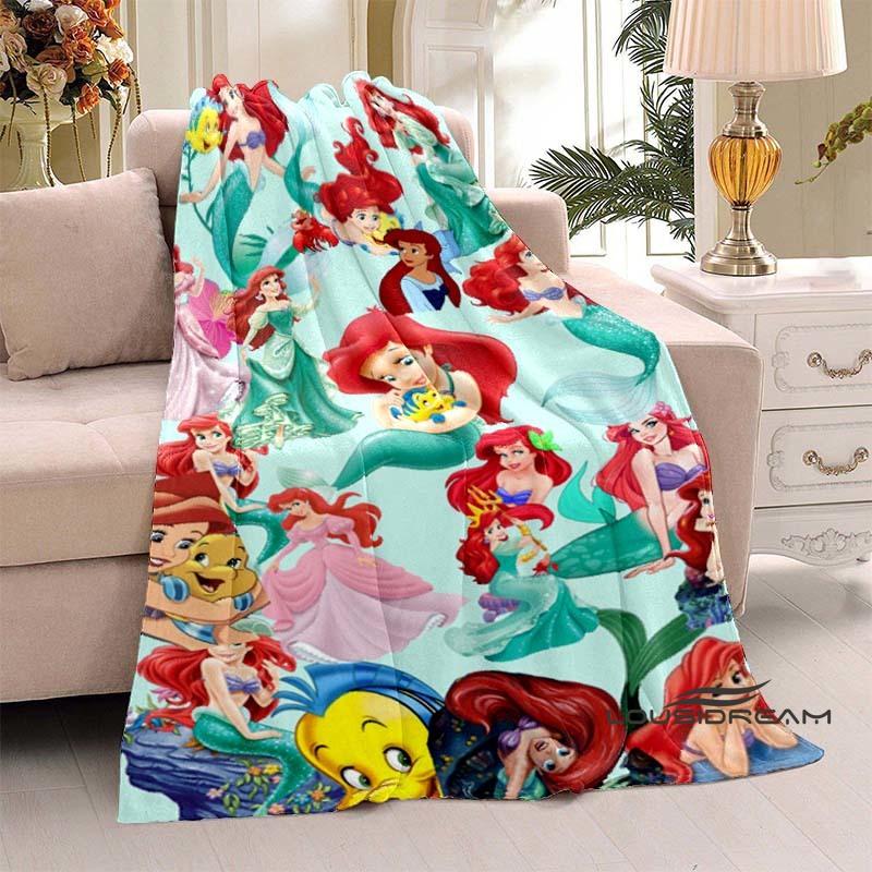 3D Printed Cute Cartoon The Little Mermaid Blanket, Home & Travel Blanket, Soft and Fluffy Winter Blanket Gift for Children and
