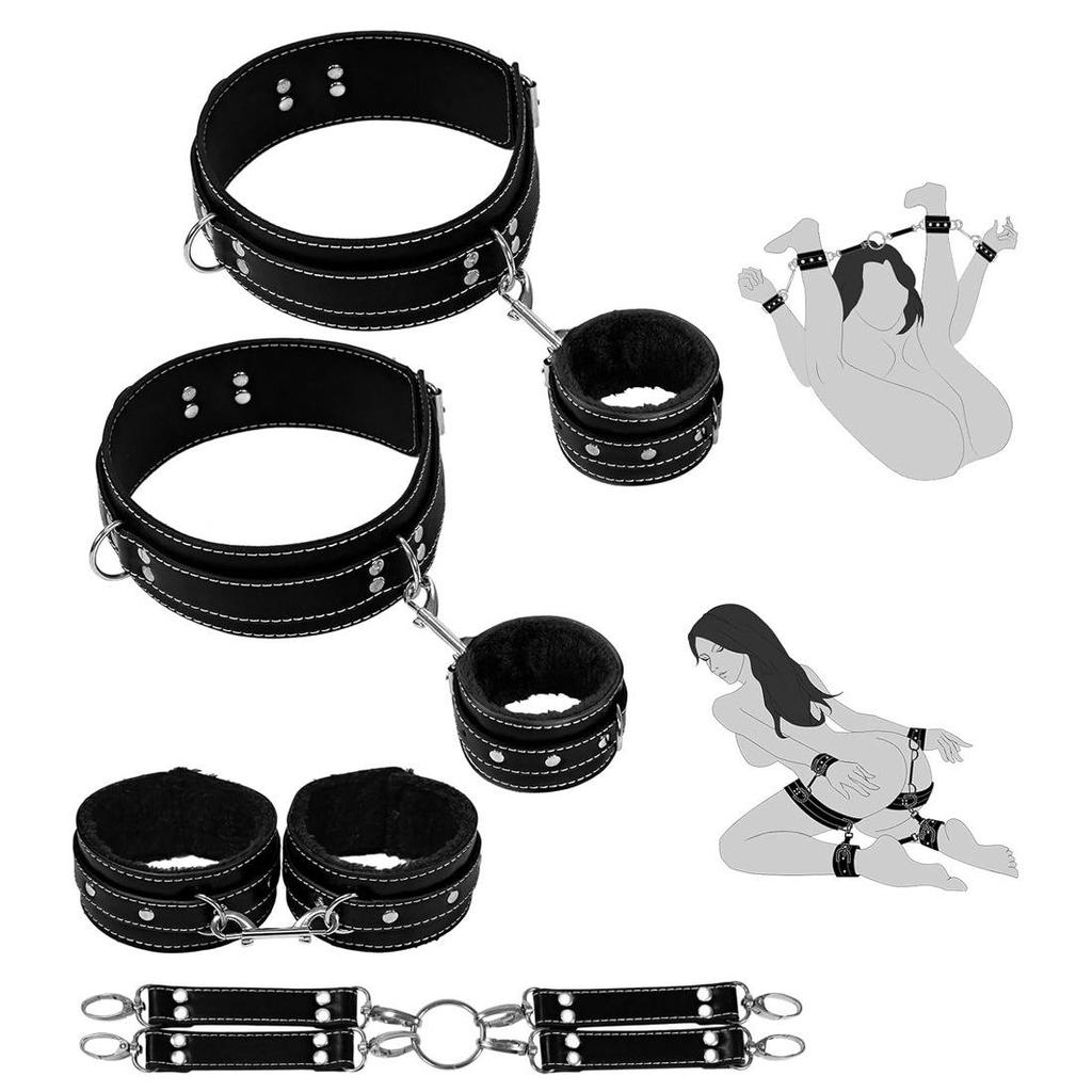 Premium Leather SM Cuffs for Calf and Thigh - Adult Couple Flirting Toys
