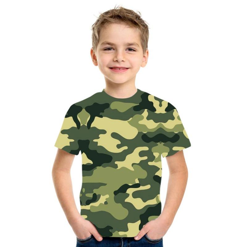Kinderkleidung Camouflage Farbe 3D-Druck T-Shirt Jungen Mädchen Kleidung 2-10 Jahre Kind Baby Rundhals Oberteil Sommer Outdoor Spielkleidung