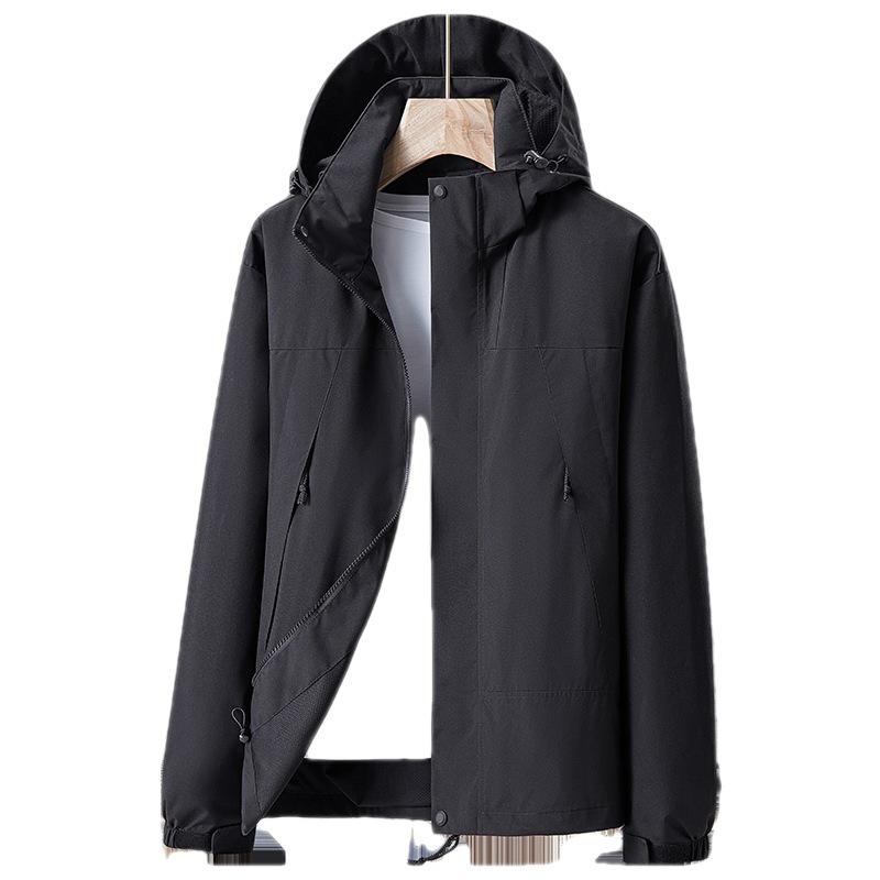 Spring & Autumn Waterproof Softshell Jacket for Outdoor Sports, Travel, Fishing, & Mountaineering with Detachable Hood