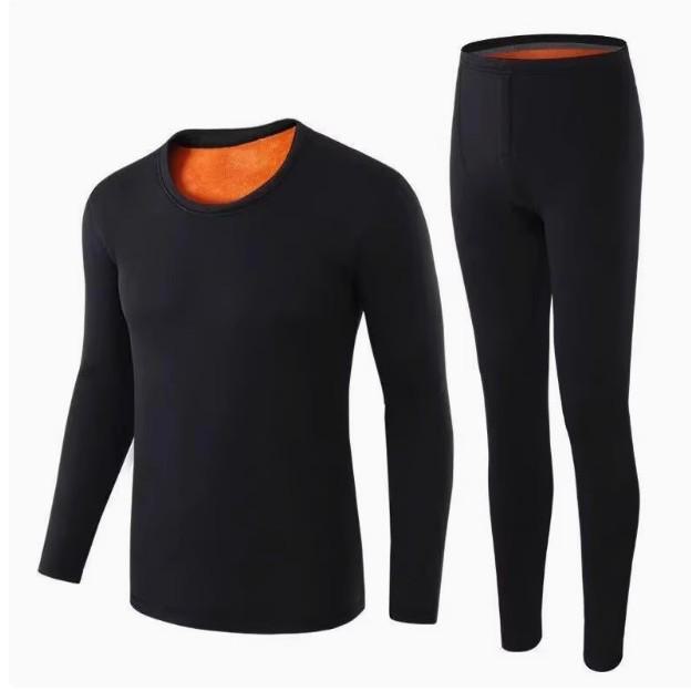 Men's Gold Velvet Two-Piece Warm Suit: Autumn/Winter Plush Crew Neck T-Shirt and Solid Color Pants In Trendy Oversized Fit.