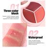 HANDAIYAN 4pcs Tri-Color Blurring Blush Palette Set Matte Cream Blush Mud Natural Soft-Focus Long-Lasting Waterproof Face Makeup Cosmetics