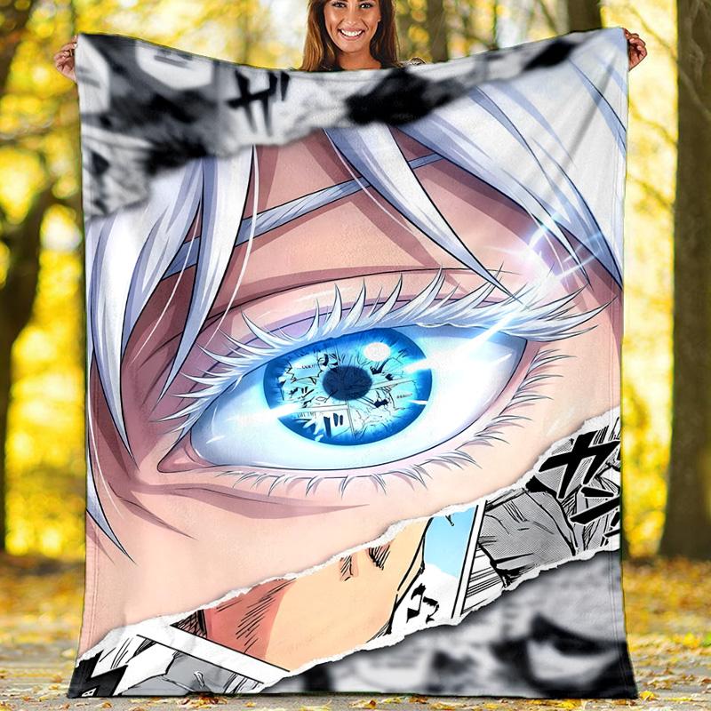 1pc Gojo Satoru (5) Theme Blanket - Digital Print, Polyester, Cozy for All Seasons, Perfect for Outdoor, and Travel