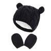 Baby Hat and Mittens Set Kids Knitted Beanie Cap Winter Warm Pompom Hats Gloves