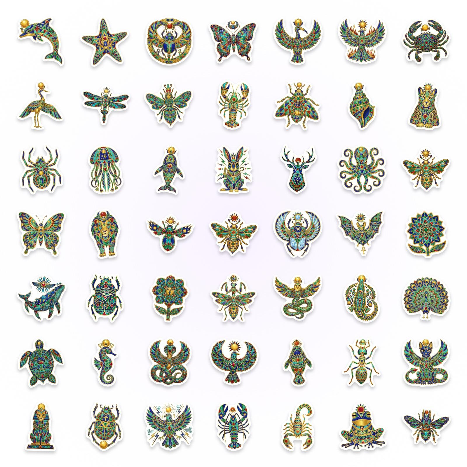 

50 Fantasy Animal Stickers Retro Color Stickers Personality Decorative Luggage Diy Waterproof Stickers
