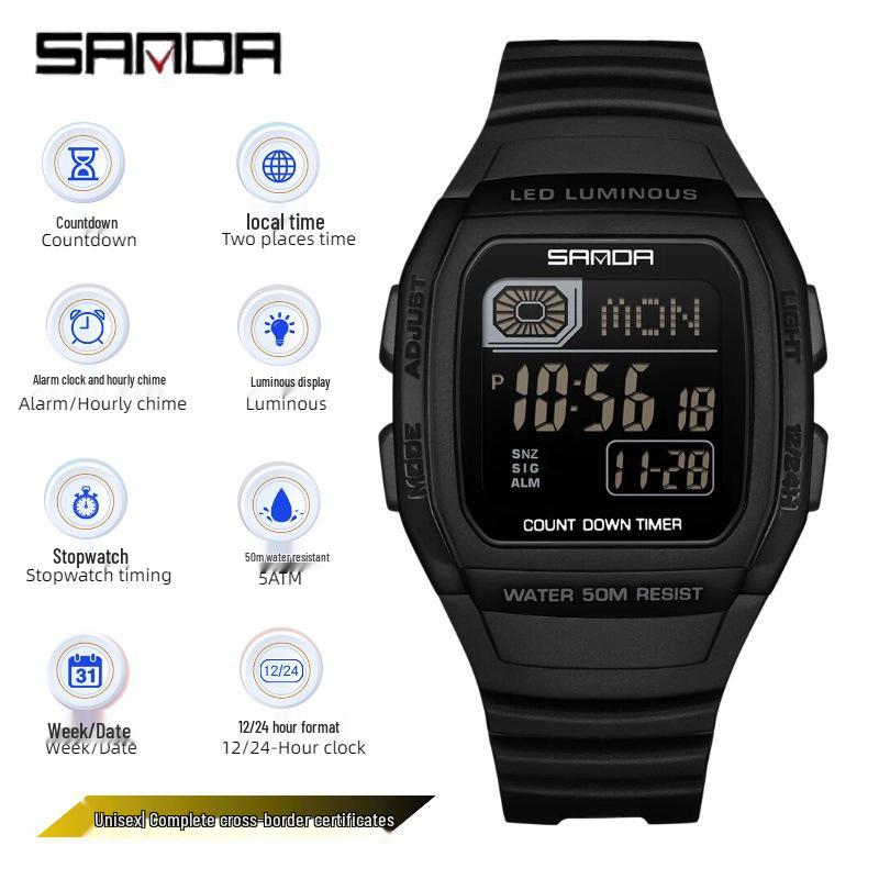 SANDA Multi-Functional Big Dial Watch with Alarm, Snooze, Countdown for Junior & Senior High School Students