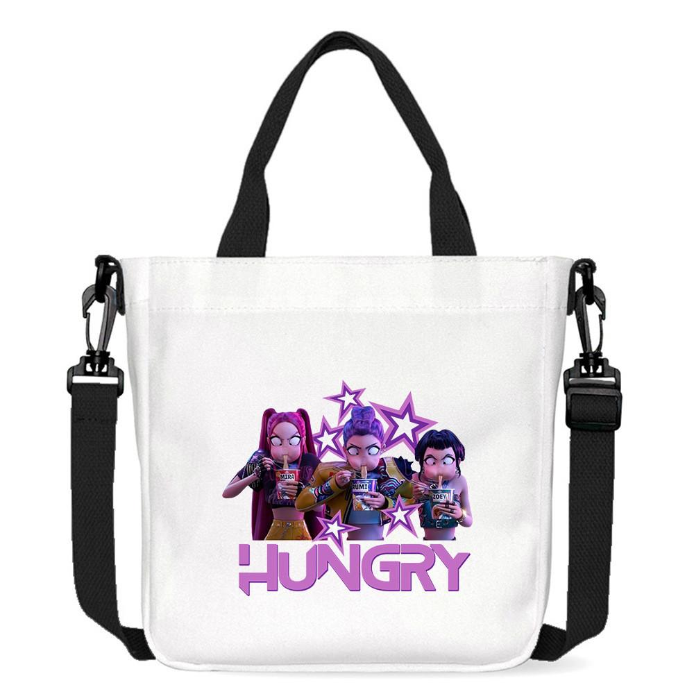 Kids Girls Kpop Hunters Derpy Rumi Zoey Mira Printed Student Lightweight Crossbody Bag Casual Canvas Shoulder Bags