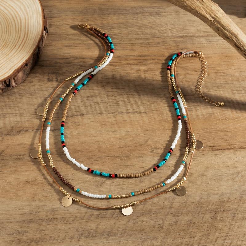 GemChic Donna Nuovo Vintage Lega Perline Collana Set Catena Etnica Cool Hip Hop Moda Compleanno Natale Gioielli Regalo