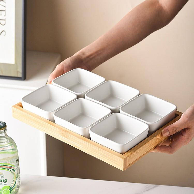 Nordic Ceramic Compartment Snack & Dessert Plate with Lid