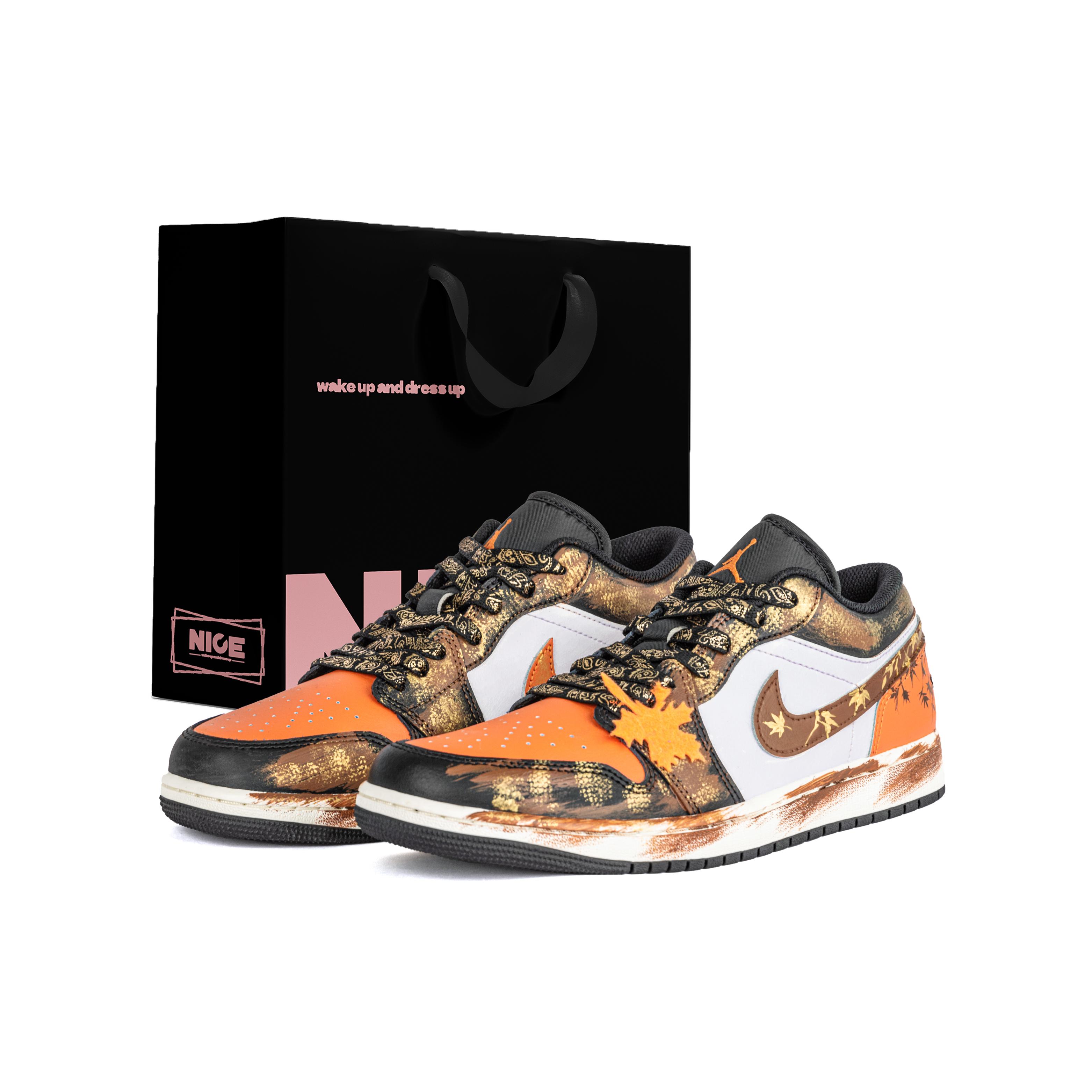 

Jordan Air Jordan 1 Abrasion Resistant Breathable Low top Vintage Basketball Shoes Women s Orange Brown 553560-081(Team1704-GSBOX) 36