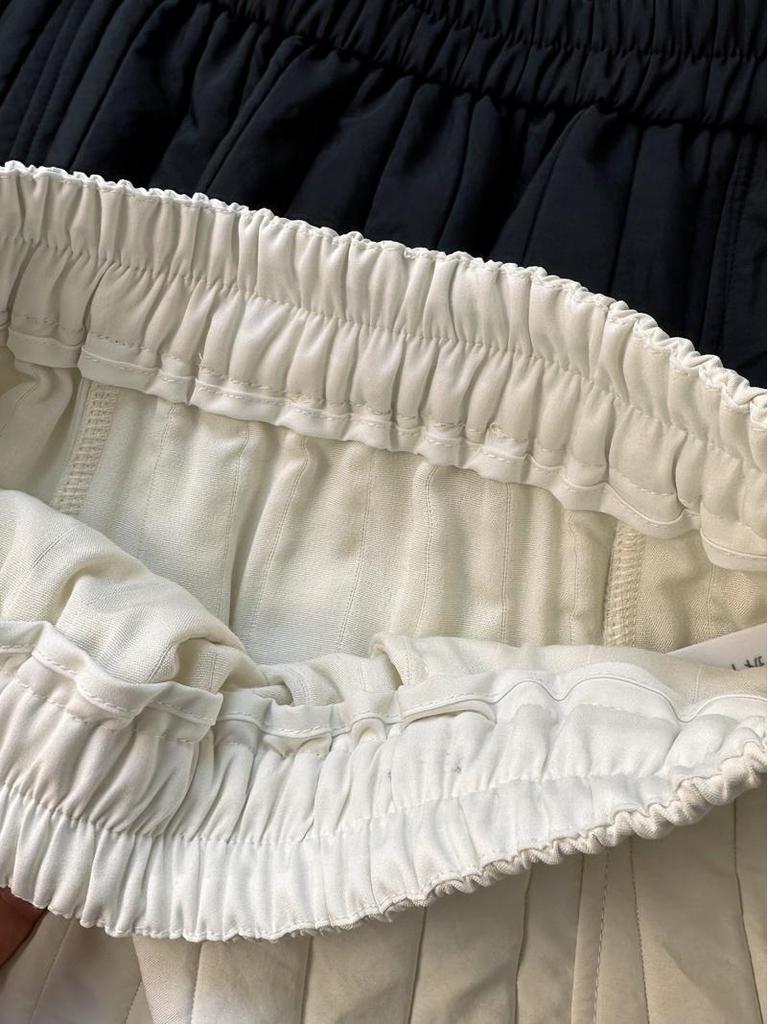 Minimalist Quilted Warm Pleated Cotton Midi Skirt in Dark Horse