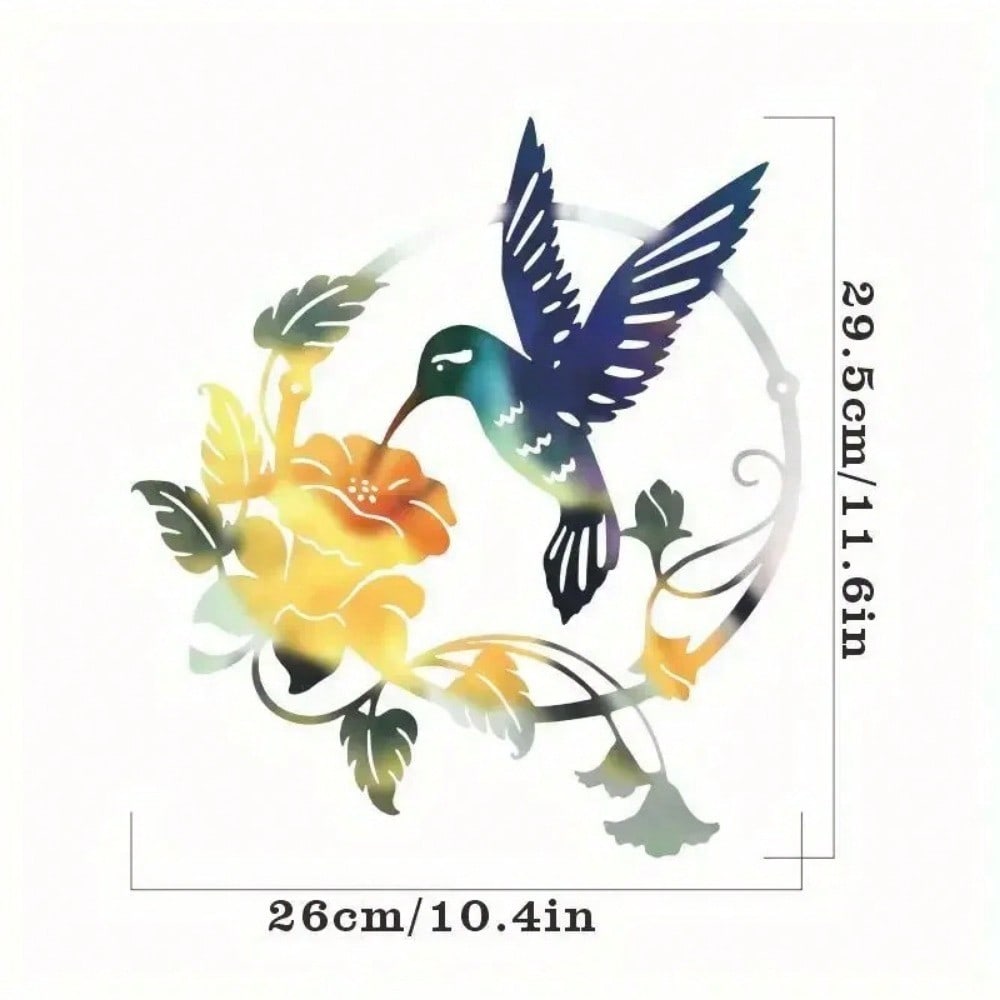 Metal Round Hummingbird Wall Sculpture, 3D Home Decor Art, Garden Ornament, Handmade Iron Craft