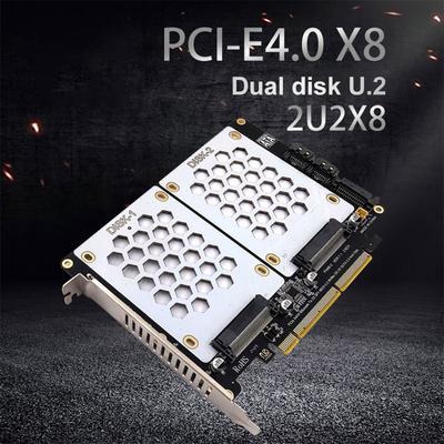 U.2 Dual Drive Adapter Card 2.5 Inch SATA Hard Drive To PCIE4.0 Split Card U.2 To PCIe Card Dual U.2 To PCIe 4.0 X8 Adapter
