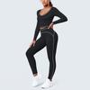 Contrast Color Brushed Low-neck Tight Yoga Suit, High-end Sports Fitness Clothing, Running Exercise Suit