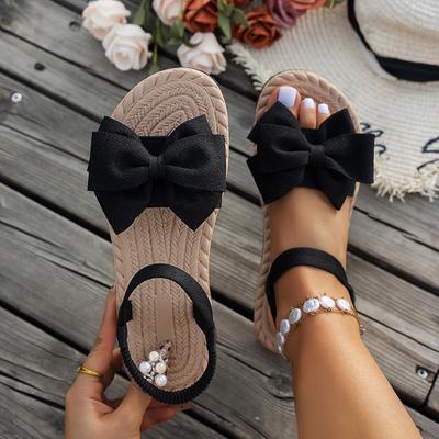 Sandales Tendance Antidérapantes pour Femmes 2025 Nouvelles Sandales d'Été Légères Plage Décontracté Pantoufles Extérieur Nœud Plat Chaussures Maison