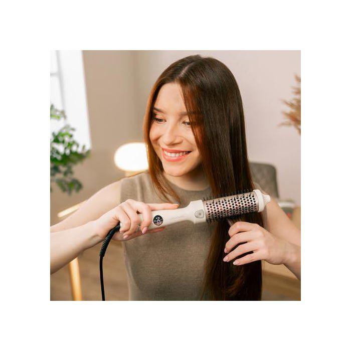 Brosse lissante - CECOTEC - Instant Care Thermo Glow - Infrarouges &amp; ionique - 5 températures 140–210°C - Cylindre 38 mm