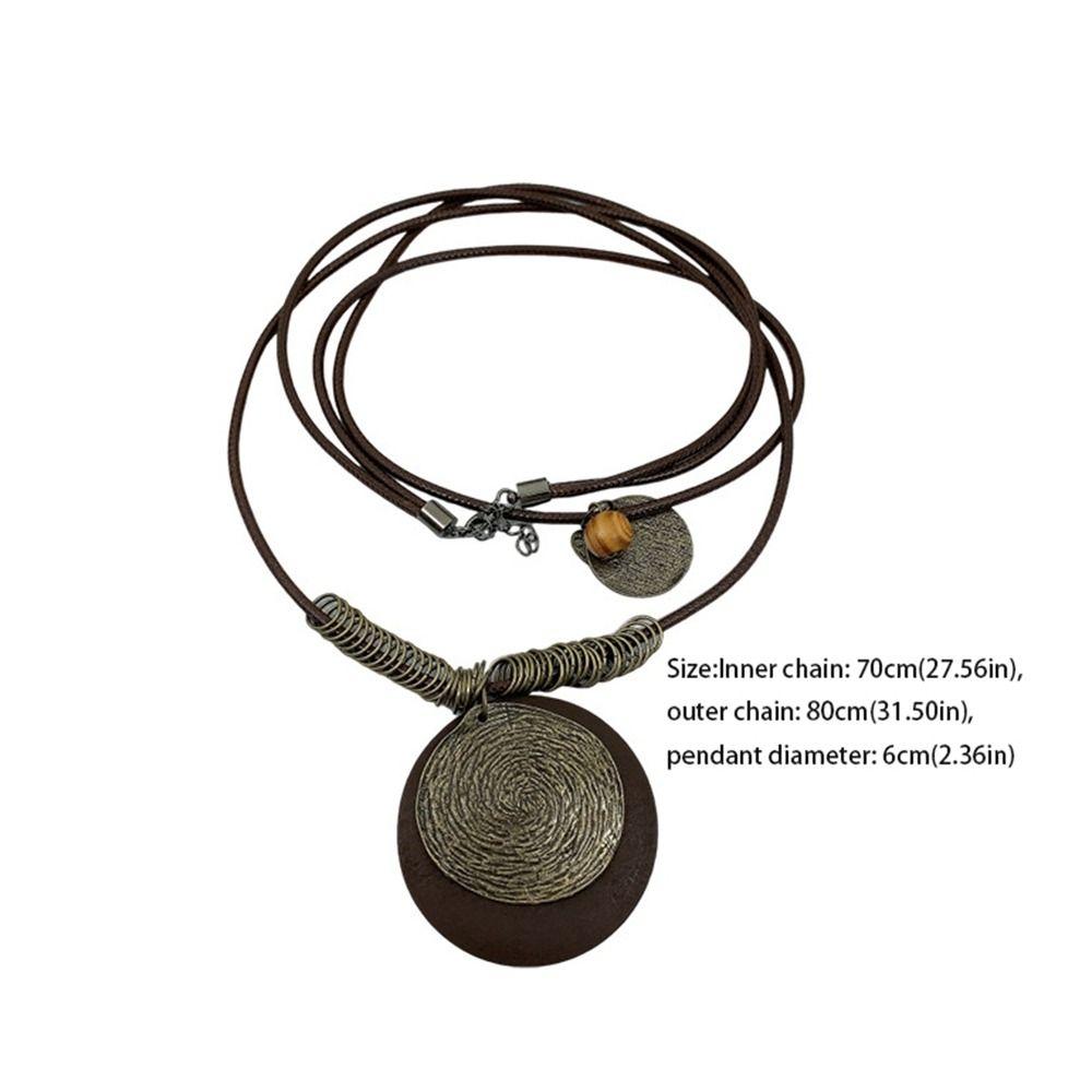 Tassel Ethnic Style Wooden Necklace Wood Bohemian Style Necklace Sweet Long Sweater Chain  Gift