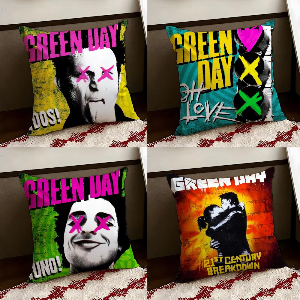 DGreen Day Band Cushion Cover Reversible Soft Durable Pillow Cover Home Car MultiScene Use for Daily Comfort