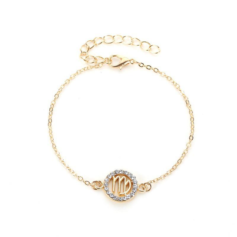 

Популярный браслет с бриллиантами со знаком зодиака - стильный круглый полый дизайн для студентов и пар