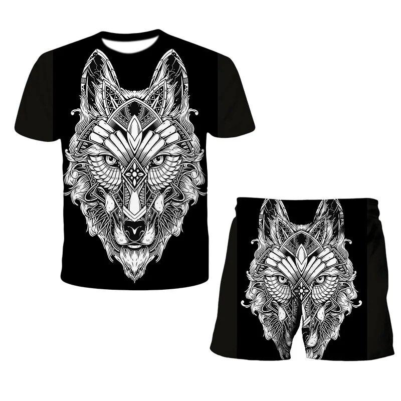 König der Löwen 3D-Druck Sommer Herren O-Ausschnitt T-Shirt Set Casual T-Shirt Shorts 2-teiliges Set Übergroßer Pullover Trainingsanzug Trend Herrenkleidung