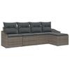 5 Piece Sofa Set with Cushions and Storage Grey Poly Rattan