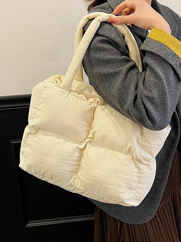Nylon Padded Down Shoulder Bag 2023: Autumn/Winter Large Capacity Underarm Tote