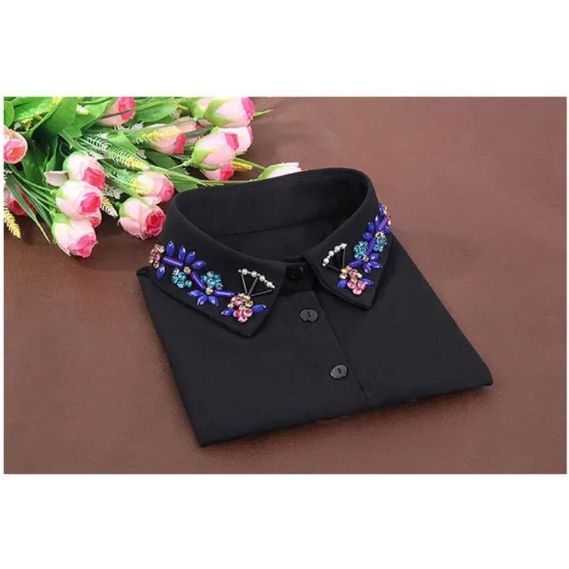 

Шифоновые накладные воротники для женской рубашки, съемный ложный воротник, лацкан блузки, эластичный воротник-галстук, искусственный воротник для свитера, кружевной воротничок