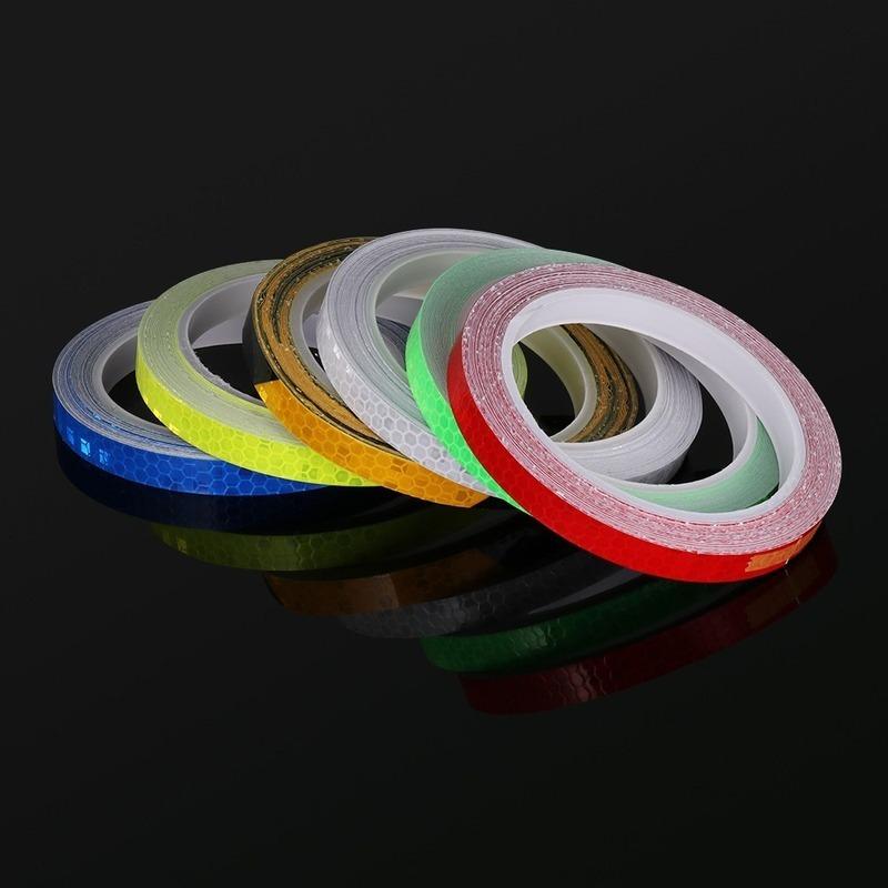 1 Roll Vinyl Motorcycle Rim Tape Reflective Wheel Stickers Decals Car Warning Stickers Motorbike Styling Decor Tool Accessories