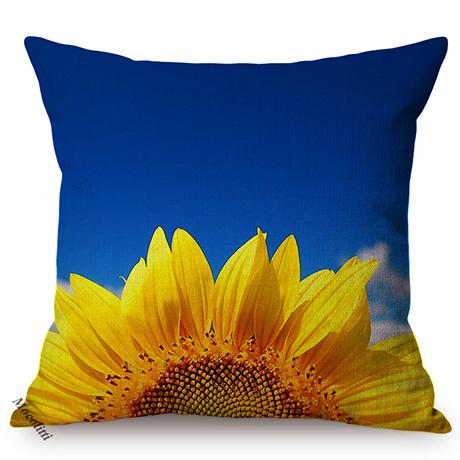 Sunflower Farm Natural Landscape Style Home Decor Sofa Pillow Case Nordic Pastoral Cotton Linen Living Room Chair Cushion Cover