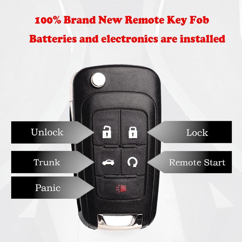 MechanMagic Remote Flip Key Fob Replacement Fits for Chevy Cruze Equinox Camaro Malibu Sonic Impala Buick Lacrosse Regal Verano Encore Allure GMC