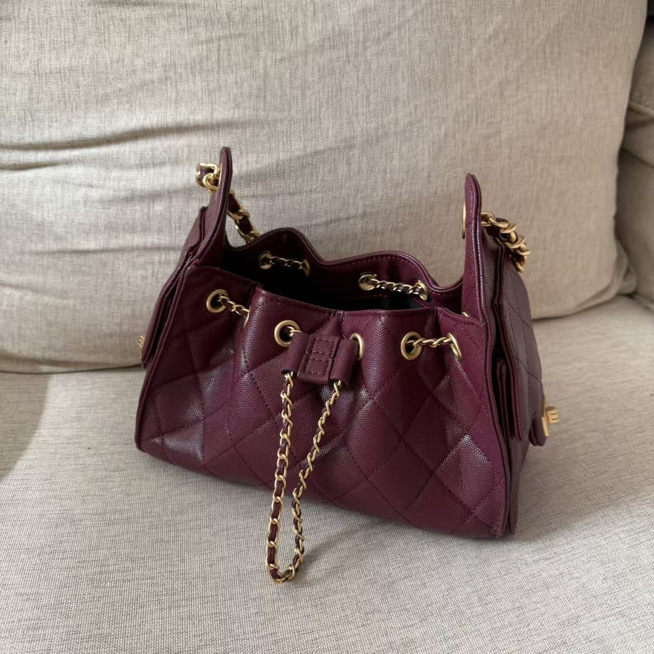 Rhombus drawstring armpit bag shoulder bag handbag women s bag