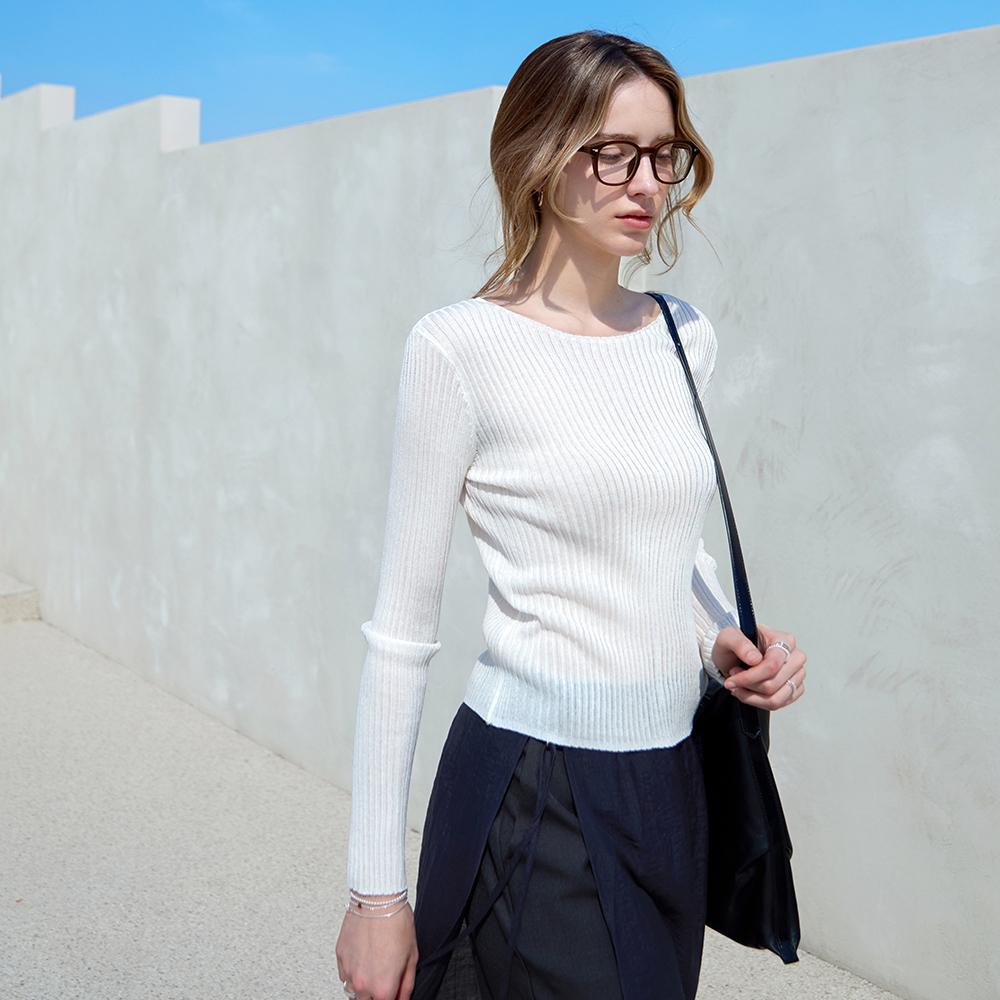 KELLY DONAHUE Soft Ribbed Round Knit Ivory