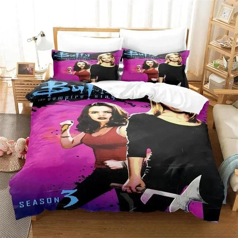 Set Biancheria da Letto Stampa 3D Buffy l'ammazzavampiri per Bambini e Bambine, Singolo, Matrimoniale, Copripiumino, Federa, Letto, Bambini, Adulti, Piumone