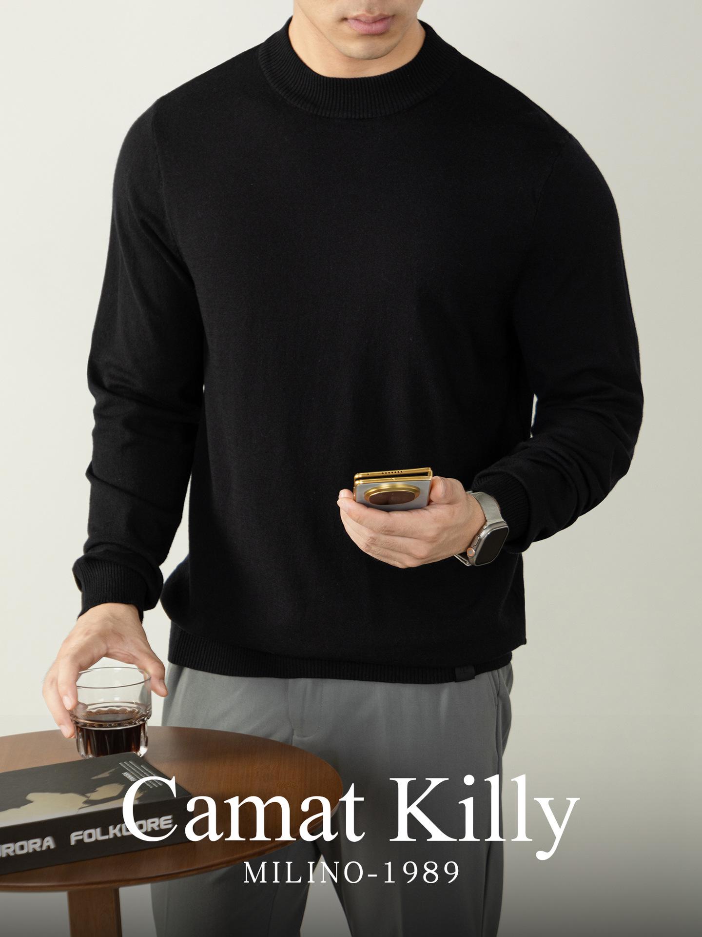 

CamatKilly Men s Japanese Style Color Block Sweater - High Elastic Soft Yarn, Small Logo, Long Sleeve, Autumn/Winter Knitwear 3XL